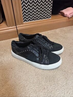 Steve Madden Black Studded Low-Top Sneakers with White Sole